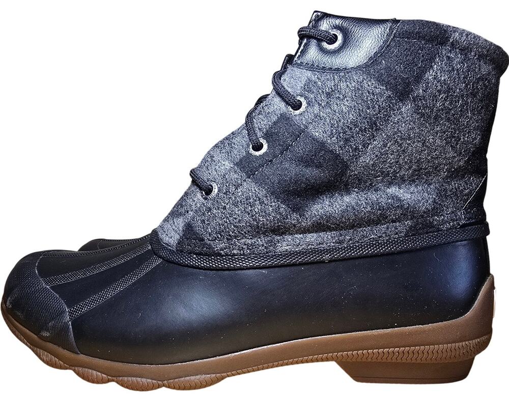 Sperry Saltwater Buffalo Check Duck Boot Msrp $110 Womens Size 8 Excellent